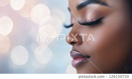 人工智慧拍攝的年輕女子臉部影像，背景為照明 126150720