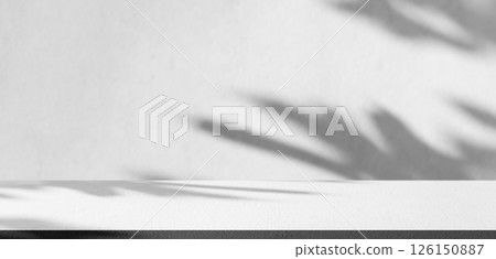 Background Floor Shadow Wall Kitchen Concrete White Texture Light Texture Abstract Mockup Product Marble Room Studio Display Plant Cement 3d Bg Minimal Shelft Bar Silhouette Leaves Backdrop Vintage. 126150887