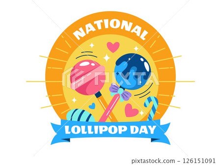 National Lollipop Day Vector Illustration on 20 July Celebrating Hard Candy and Sweet Treats in a Flat Style Cartoon Background 126151091