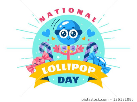 National Lollipop Day Vector Illustration on 20 July Celebrating Hard Candy and Sweet Treats in a Flat Style Cartoon Background 126151093