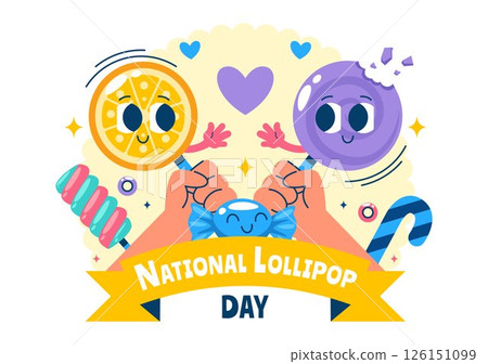 National Lollipop Day Vector Illustration on 20 July Celebrating Hard Candy and Sweet Treats in a Flat Style Cartoon Background 126151099