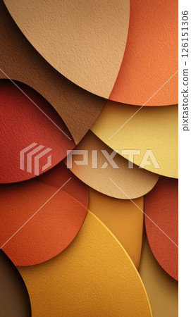 Abstract background showing overlapping orange and brown textured semi circles Abstract background showing overlapping orange and brown textured semi circles 126151306