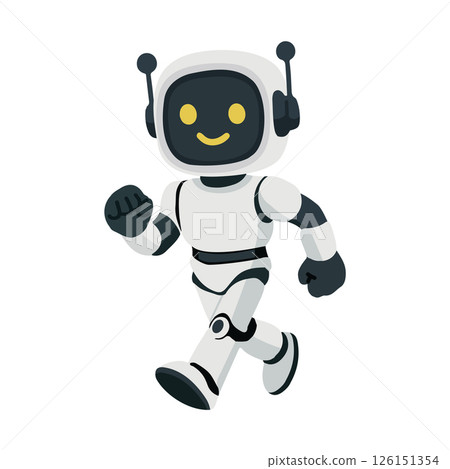 Cartoon Robot Walking Forward Illustration Cartoon Robot Walking Forward Illustration 126151354