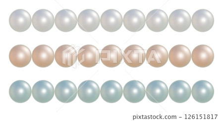 3DCG 插圖集珍珠鍊。珍珠珠排列成一條直線。線性設計。 126151817