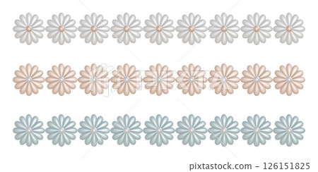 3DCG illustration set of flower pearl chain Pearl beads lined up in a straight line Line arrangement 4 126151825