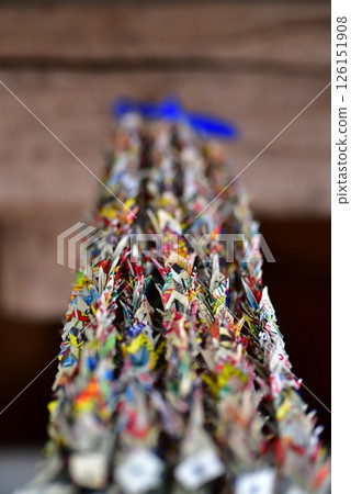 A thousand paper cranes folded from flyers 126151908