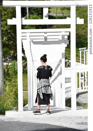 White torii gate at Saitoji Temple in Okayama Prefecture 126151915