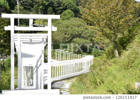 White torii gate at Saitoji Temple in Okayama Prefecture White torii gate at Saitoji Temple in Okayama Prefecture 126151917