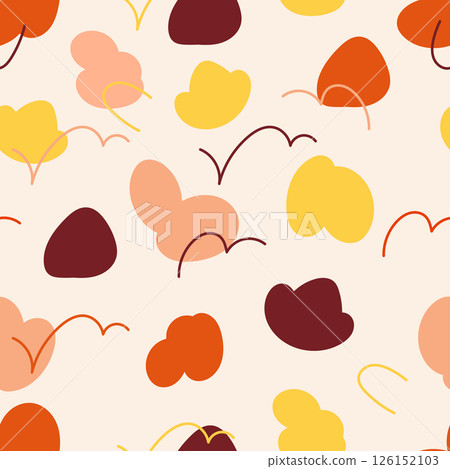 Abstract doodle shapes seamless pattern. Vector illustration design for background, fabric, textile, wall art design. 126152103