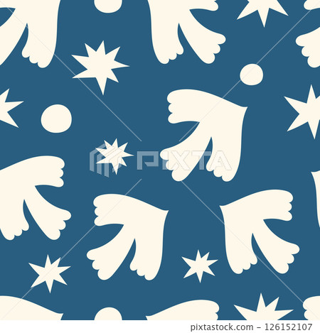 Summer seamless pattern design with doodle bird. Vector summer concept design for background, fabric, textile, wall art design. 126152107