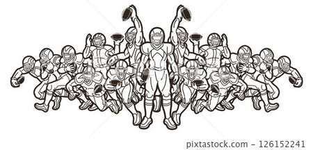American Football Team Cartoon Sport Mix Action Graphic Vector American Football Team Cartoon Sport Mix Action Graphic Vector 126152241