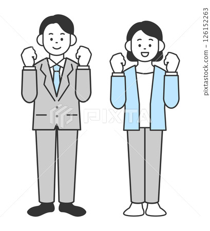 Vector illustration of a man and woman doing a fist pump 126152263