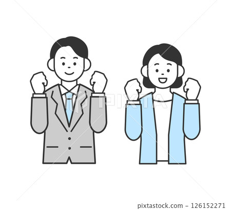 Vector illustration of a man and woman doing a fist pump 126152271