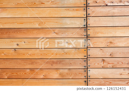 wall background made of wooden boards with screws wall background made of wooden boards with screws 126152431