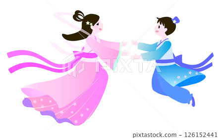 可愛的織姬和彥星插圖 126152441
