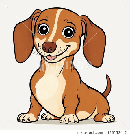 可愛的臘腸狗角色 126152442