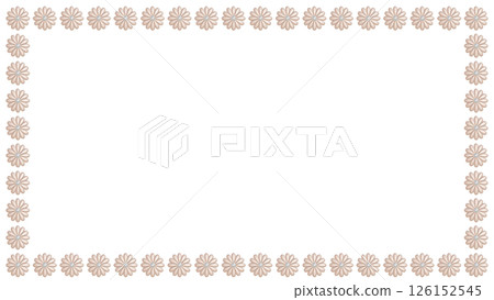 3DCG illustration of a pink flower pearl frame. Pearl beads arranged in a rectangular shape in 16:9. 126152545