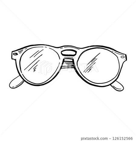 Vector handn drawn rough sketch of glasses. Hand draw illustration. Summer image. Sunglasses 126152566
