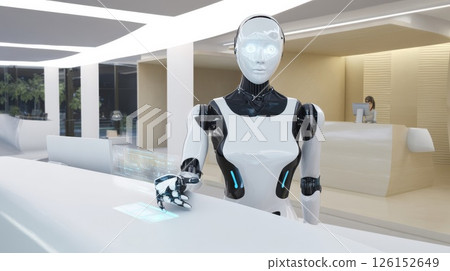 Robot working at the reception 126152649