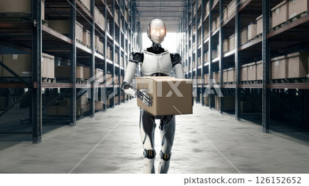 Robots working in a warehouse Robots working in a warehouse 126152652