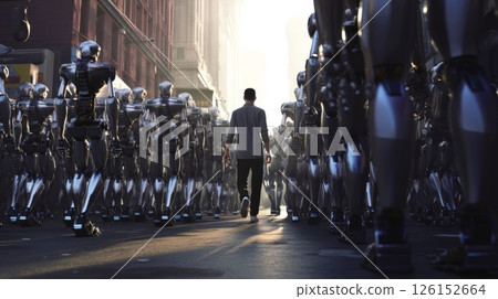 Human society taken over by robots Human society taken over by robots 126152664