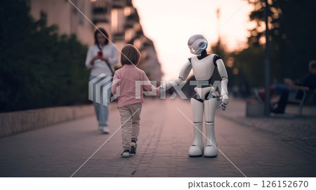 Robot and children Robot and children 126152670