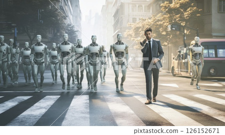 Human society taken over by robots 126152671