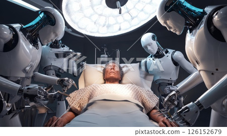 手術室裡的病人和機器人 126152679