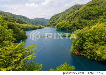 群馬縣中之條町初夏的奧島湖 126152737