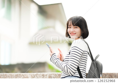 Portrait of a woman traveling Portrait of a woman traveling 126152968