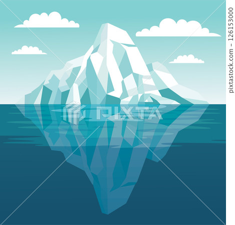 Frozen Iceberg Ice Mountain Glacier Nature Landscape Floating on Turquoise Sea in Bright Sky 126153000