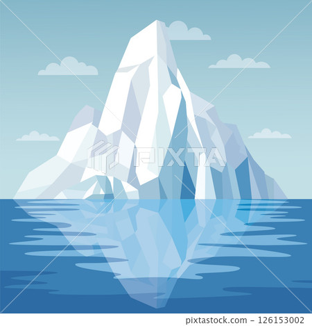 Frozen Iceberg Ice Mountain Glacier Nature Landscape Floating on Blue Sea Ocean in Bright Sky Frozen Iceberg Ice Mountain Glacier Nature Landscape Floating on Blue Sea Ocean in Bright Sky 126153002