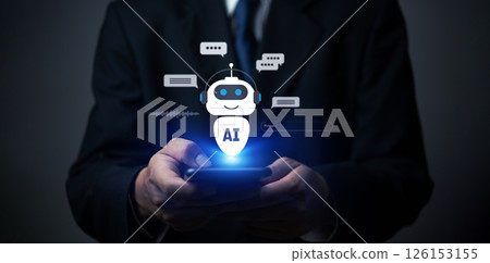 AI concept helps businesses, intelligent chatbot, customer support technology, cutting-edge communication Suitable for digital business, IT, marketing, online services 126153155
