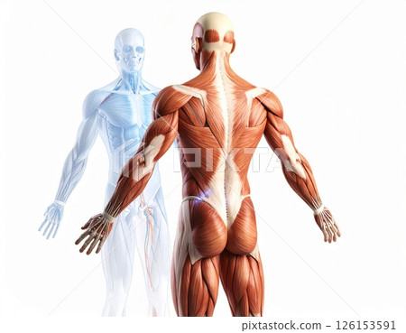 Muscle contraction concept, human muscle body over white background Muscle contraction concept, human muscle body over white background 126153591