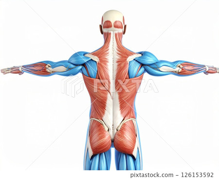 Muscle contraction concept, human muscle body over white background 126153592