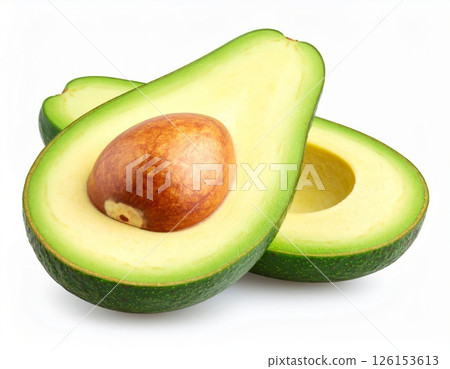 Fresh green avocado fruit over white background 126153613