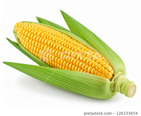 Fresh yellow corn over white background Fresh yellow corn over white background 126153654