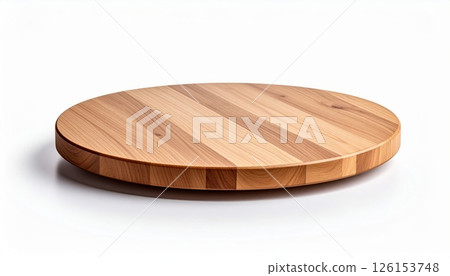 Wooden table top over white background. Table mock up template for presentations and other design purposes 126153748