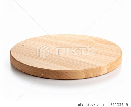 Wooden table top over white background. Table mock up template for presentations and other design purposes 126153749