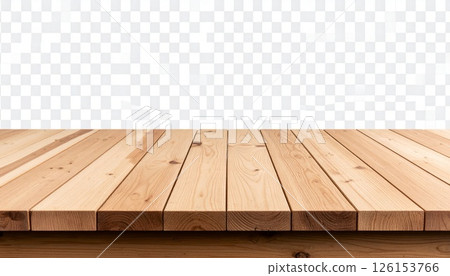 Wooden table top over white background. Table mock up template for presentations and other design purposes 126153766