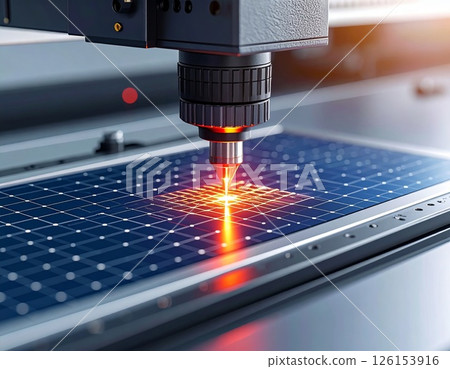 Industrial Laser Calibration on Smart Grid Panel. Laser Welding Process Industrial Laser Calibration on Smart Grid Panel. Laser Welding Process 126153916