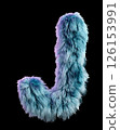 Furry Blue Letter J Isolated on White Background in Creative 3D Design Style 126153991