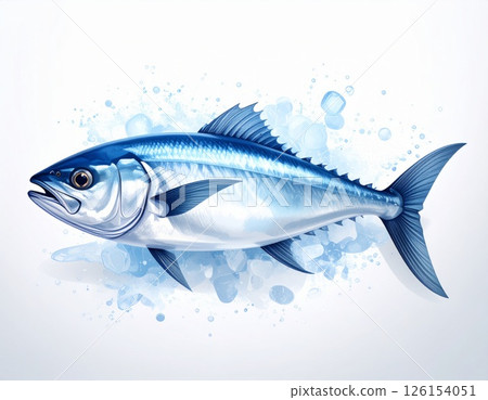 Frozen fish with ice over white background 126154051