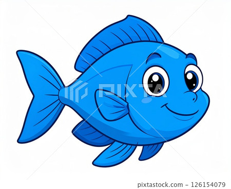 Cartoon fish with big eyes over white background 126154079