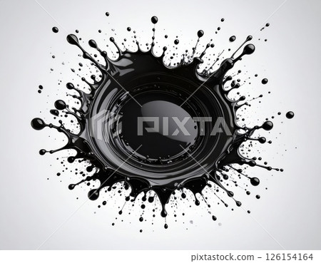 Black ink splash over white background, abstract splash form 126154164