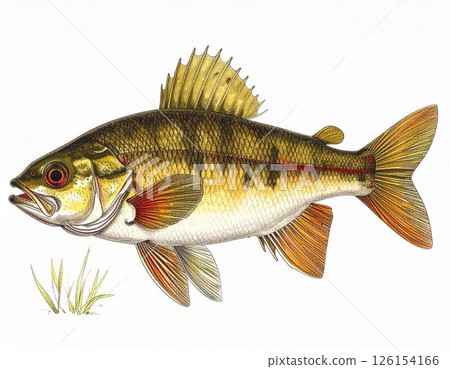 Fish shape over white background 126154166