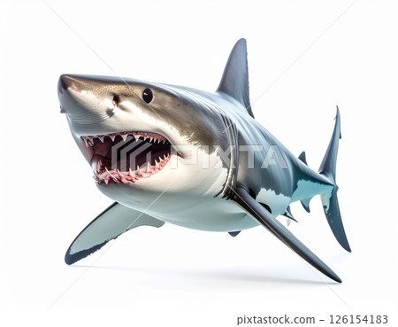 Aggressive shark over white background 126154183