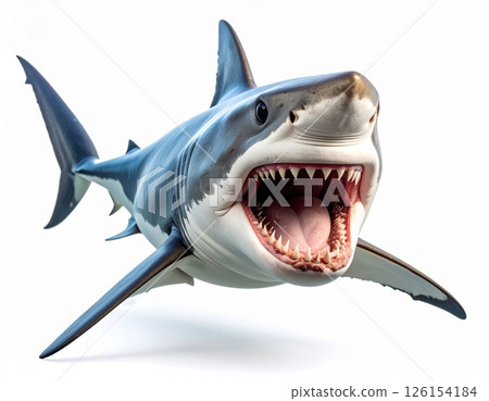 Aggressive shark over white background 126154184