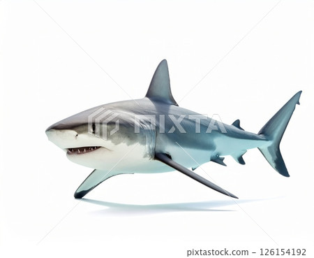 Aggressive shark over white background 126154192