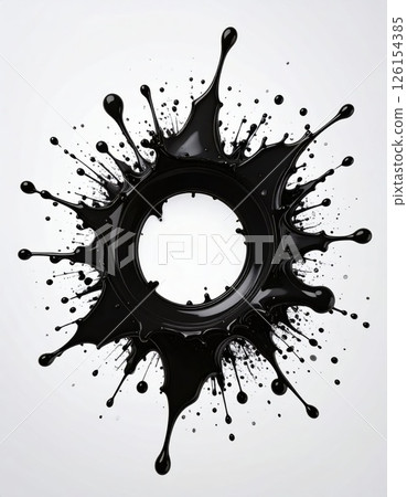 Black ink splash over white background, abstract splash form 126154385